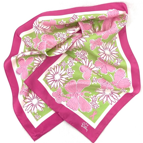 EUC Lilly Pulitzer Pink Green Breast Cancer Scarf